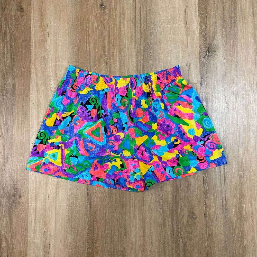 Vintage OP Ocean Pacific Neon Abstract Surf Shorts Sz 9 Dopamine Beachcore 90s